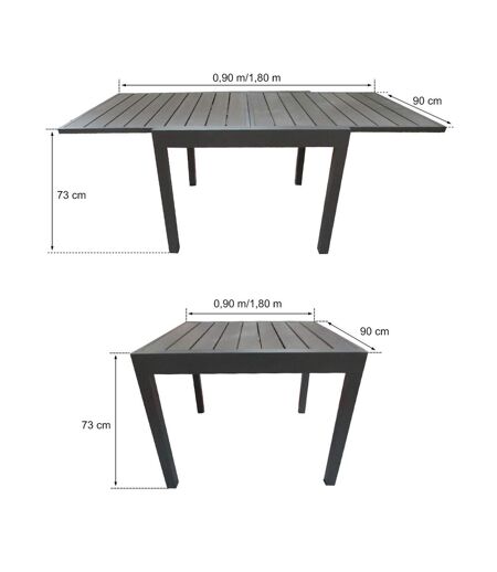 Table de jardin extensible en aluminium avec plateau composite Byron de 4 à 8 personnes - Gris Anthracite