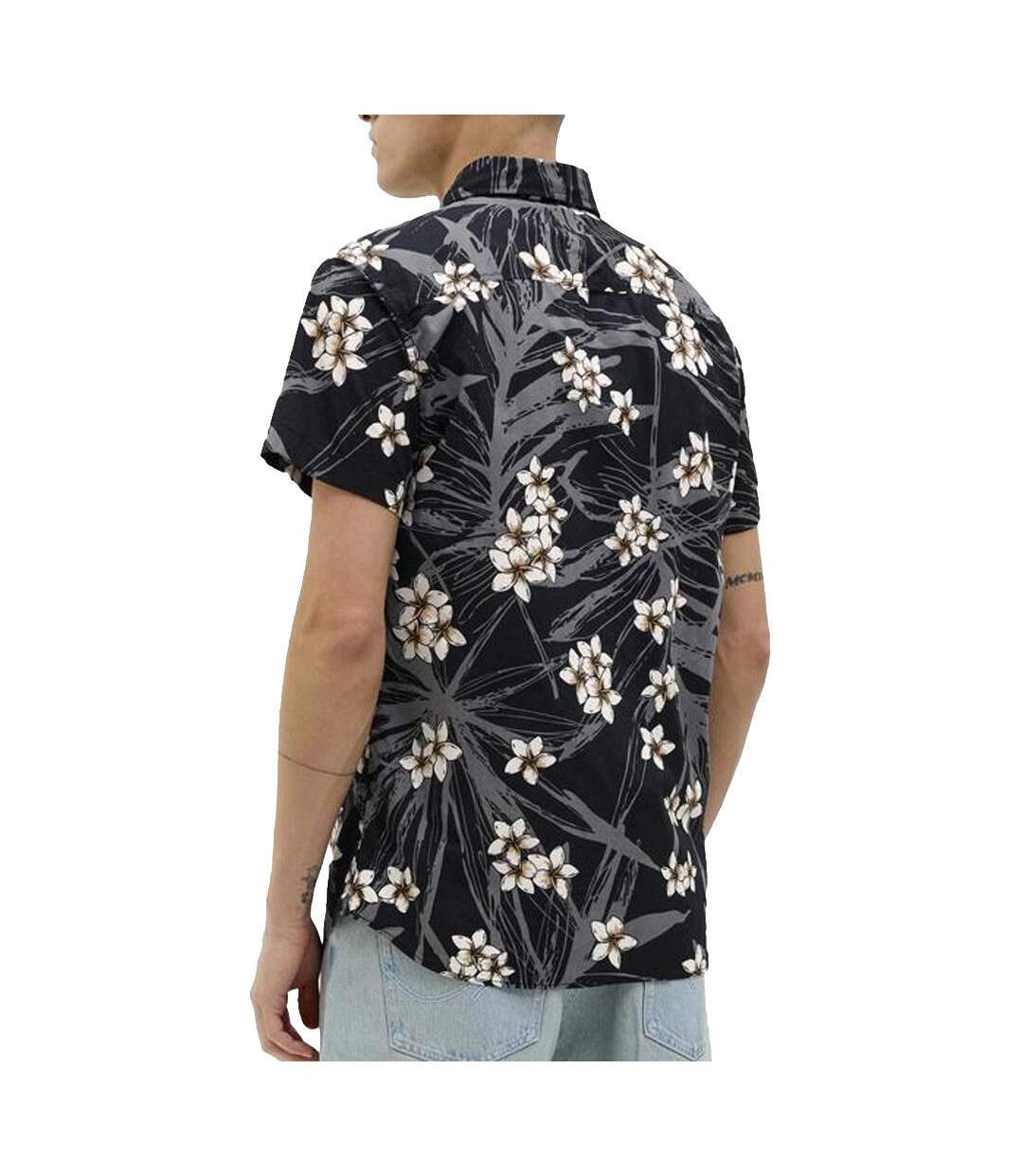 Chemise noire/blanc/orange homme jack & jones hawaii - l-2