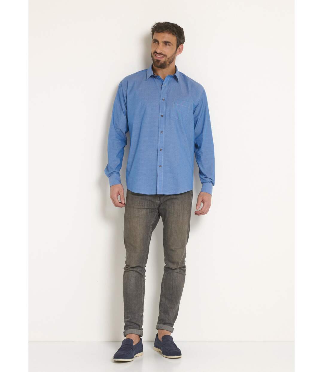 Chemise coton en chambray imprimé-3
