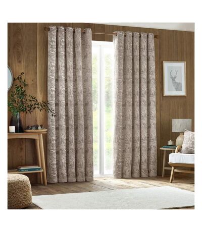 Furn Winter Woods Chenille Animals Eyelet Curtains (Taupe) (168cm x 183cm)