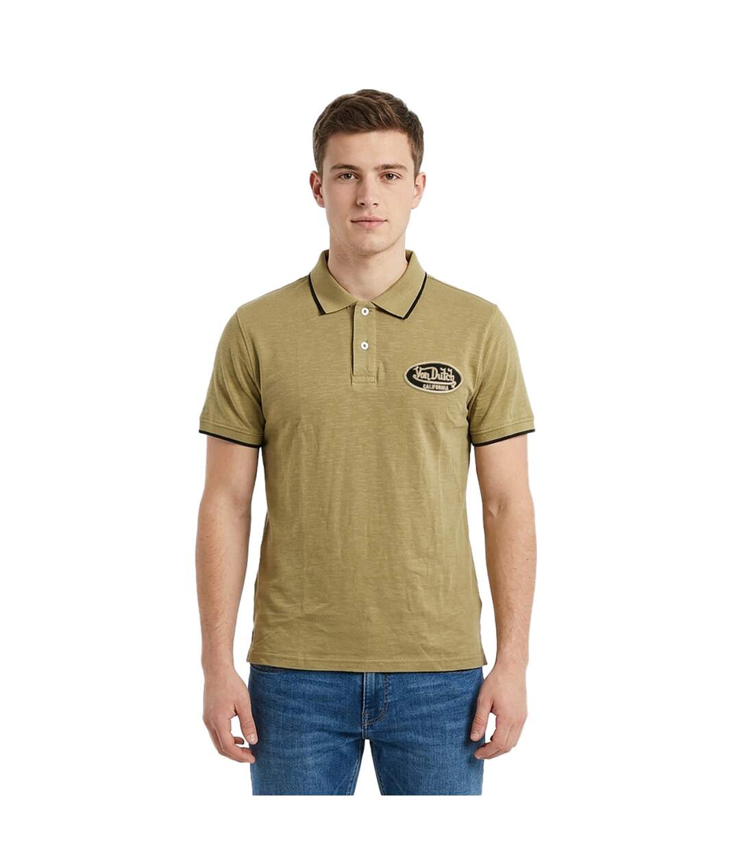 Polo homme en slub jersey avec patch et print dos Los Vondutch-1