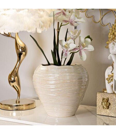 Vase Rond en Céramique Perly 27cm Blanc