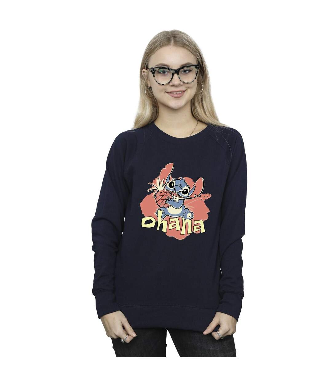 Disney - Sweat LILO AND STITCH OHANA PINEAPPLE - Femme (Bleu marine) - UTBI22803-2