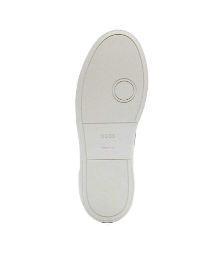 Mens Gary Logo Leather Tennis Trainers White Boss