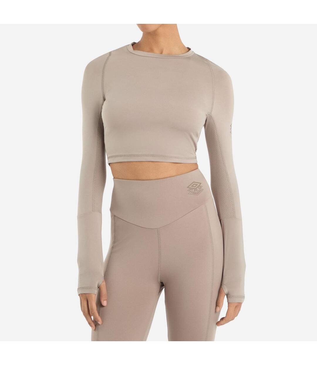 Womens/ladies pro long-sleeved training crop top moon rock Umbro-1