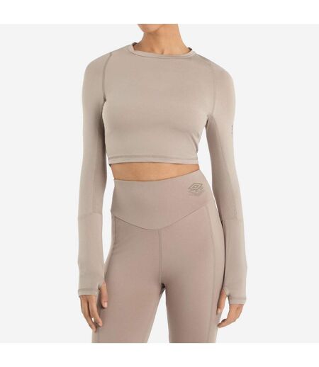 Womens/ladies pro long-sleeved training crop top moon rock Umbro
