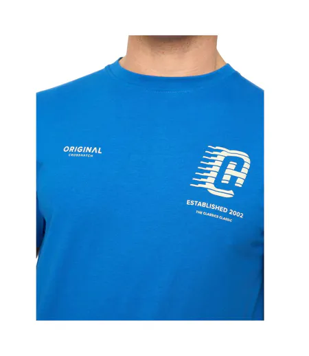 Mens Morville Cotton T-shirt Royal Blue Crosshatch