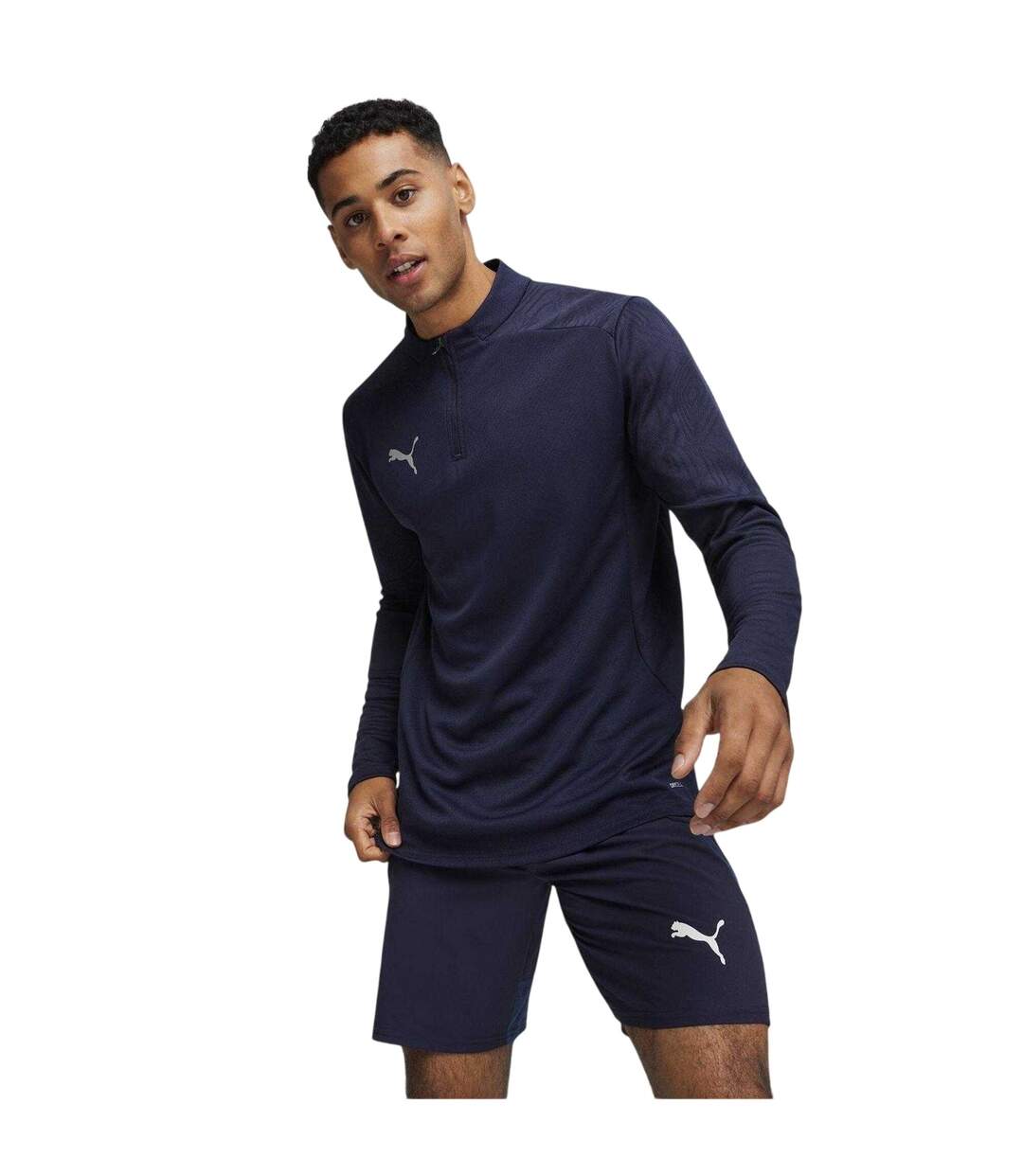 Mens Teamfinal Quarter Zip Training Fleece Top Navy Puma-1