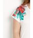 T-shirt court blanc motif sequins col rond-4