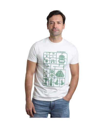 Mens camp kit graphic t-shirt dusty white Weird Fish