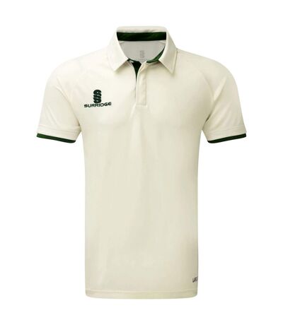 Surridge Mens Ergo Short Sleeve Shirt (White/Green Trim) - UTRW6275