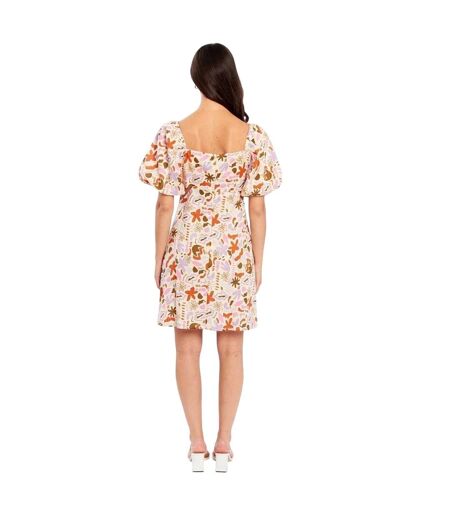 Womens/ladies Abstract Floral Mini Dress Red Influence