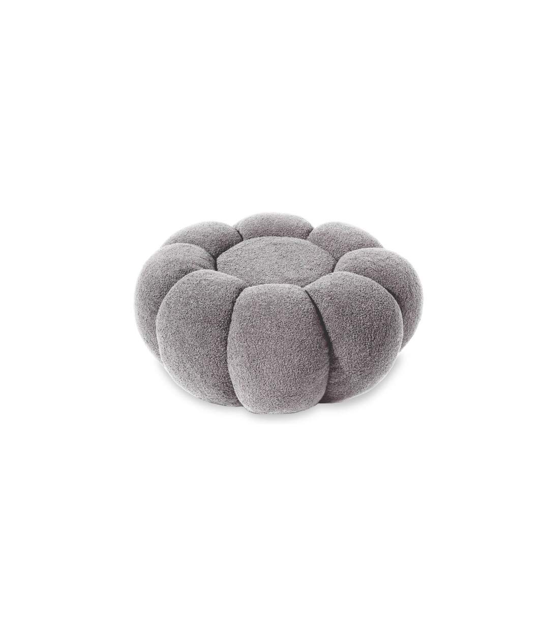 Pouf Design Fleur Bouclette 61cm Gris-3