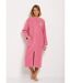 Peignoir zippé brodé chaud long polaire-1