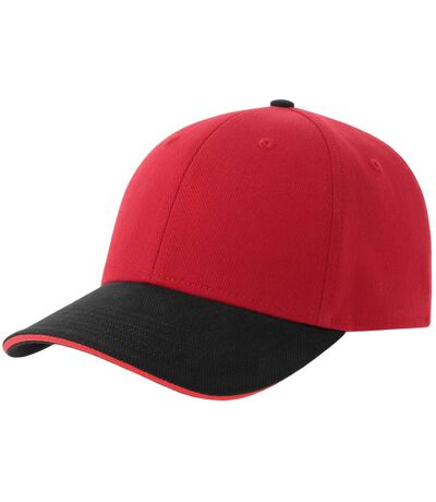 Unisex Adult Liberty Sandwich 6 Panel Sustainable Cap Black Red Atlantis