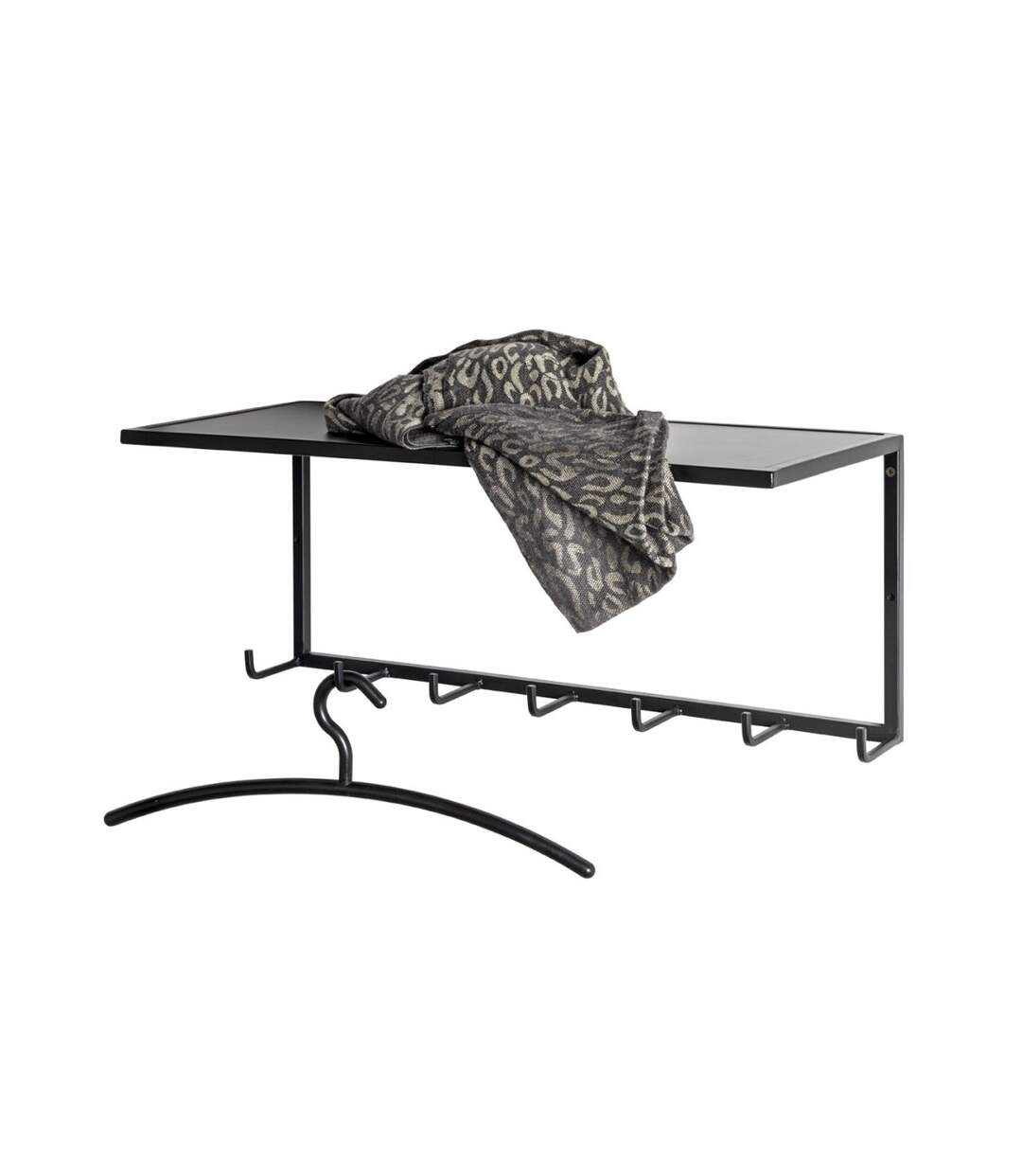 Patère Murale 7 Crochets Déco Ulrino 60cm Noir-4