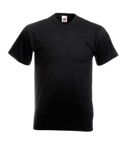 Fruit Of The Loom Mens Valueweight V-Neck, Short Sleeve T-Shirt (Black) - UTBC338