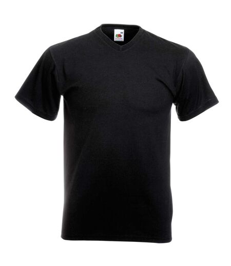 Fruit Of The Loom Mens Valueweight V-Neck T-Short Sleeve T-Shirt (Black)