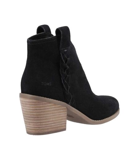 Womens/ladies Constance Leather Ankle Boots Black Toms
