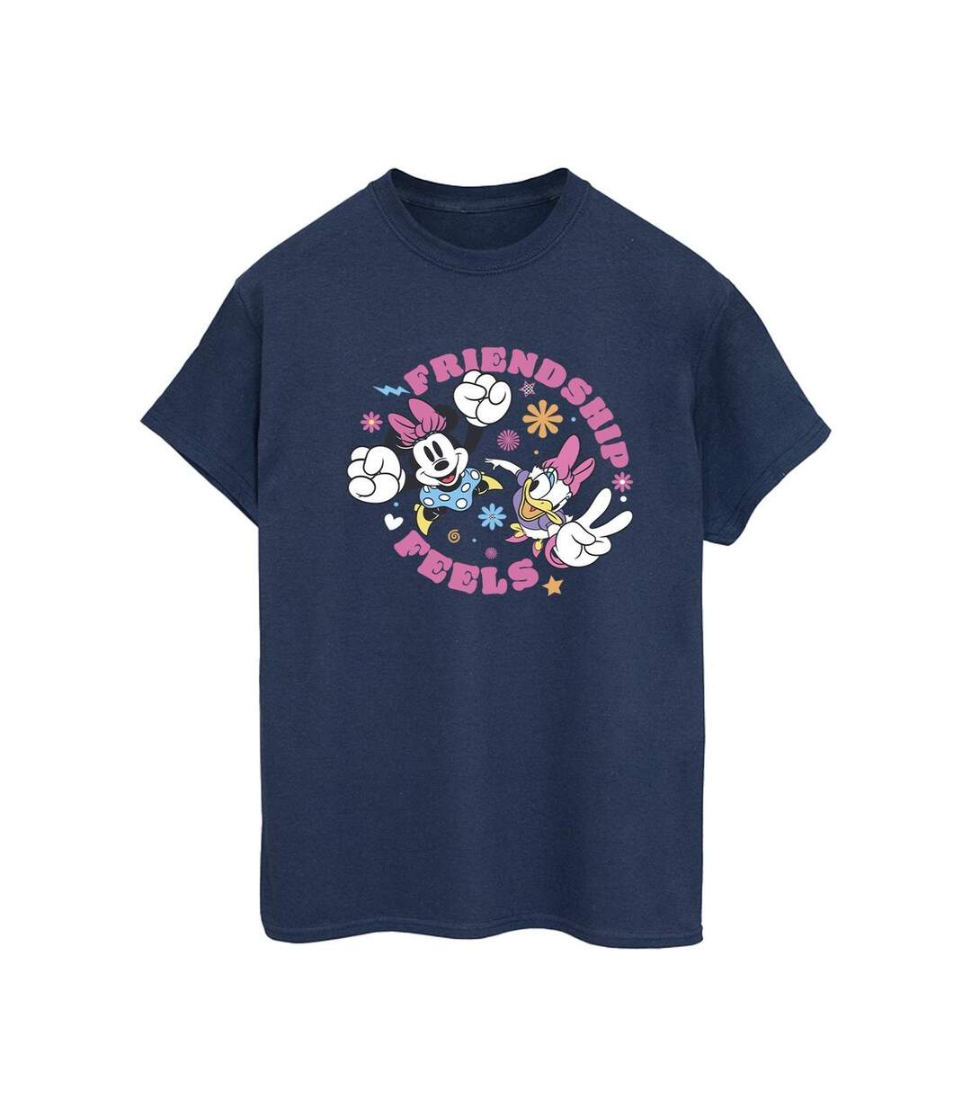 Disney Femmes/Les femmes Minnie Mouse Daisy Friendship Cotton Boyfriend T-Shirt (Bleu marine) - UTBI38436-1
