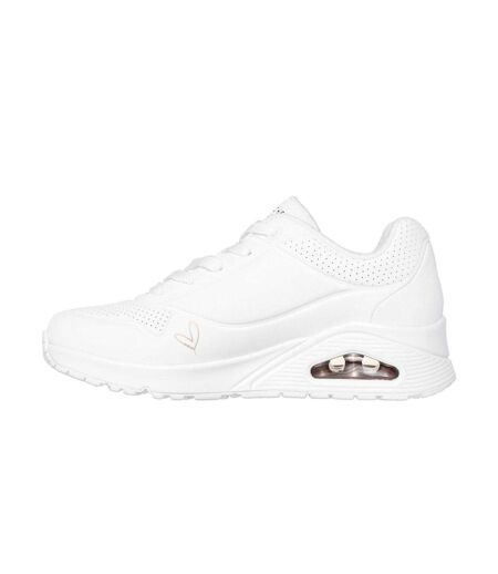 Womens/ladies Goldcrown Glitter Heart Trainers White Gold Skechers