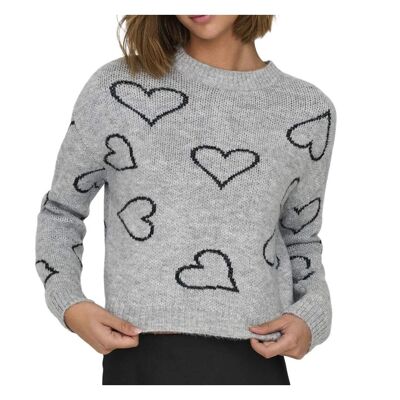 Pull Gris/Noir Coeur Femme Only Happie - L