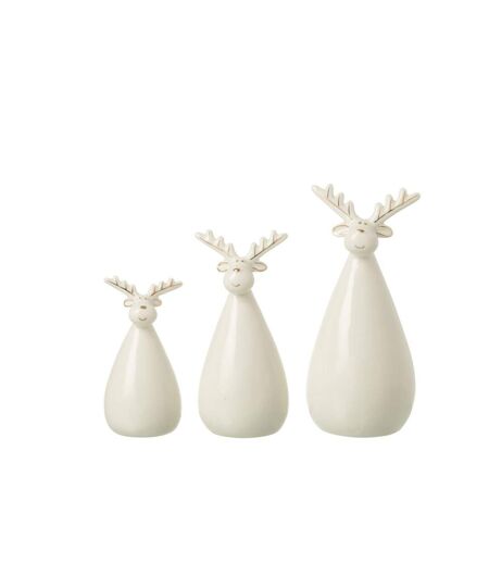 Lot de 3 Rennes Déco Ovales 21cm Écru