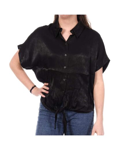 Chemise satin noir femme an'ge kaory