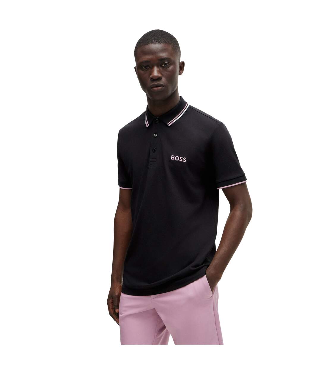 Polo À Logo Contrasté Paddy Pro Pour Hommes Bleu Foncé Boss-1