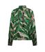 Womens/ladies Banana Leaf Satin Ruffle Neck Blouse Green Multicoloured Print Biba-4