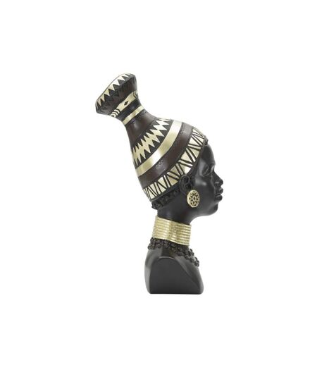 Statuette Tête Femme Tribu Massai 38cm Noir