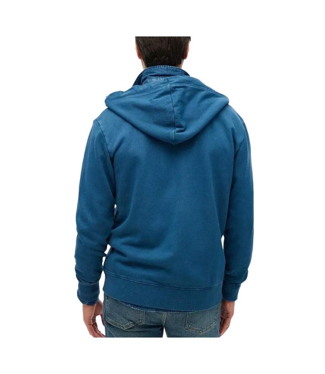 Sweat zippé bleu homme superdry essential washed ziphood-2