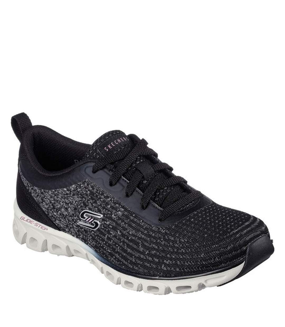 Womens/ladies Glide-step Head Start Trainers Black Skechers-1