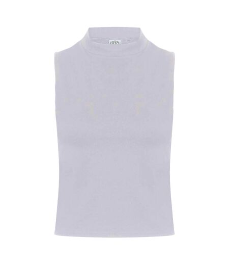 Skinni Fit Womens/Ladies High Neck Crop Vest Top (White)