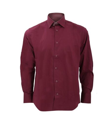 Chemise Manches Longues Homme Bordeaux Sombre Russell Collection