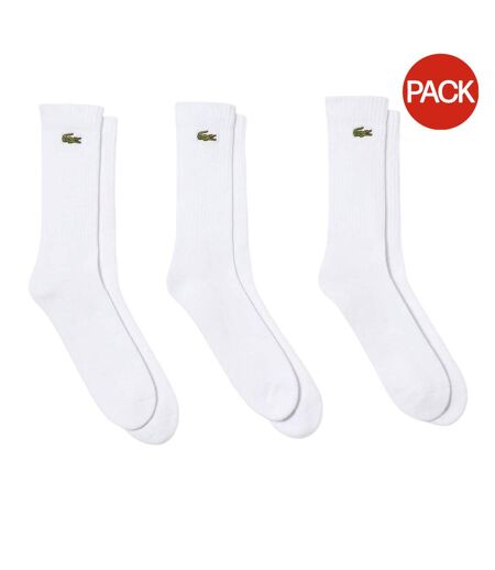Pack Of 3  Unisex Adult Logo Cotton Crew Socks  White Lacoste