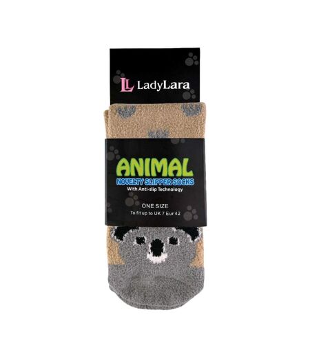 1 Pack Ladies Fluffy Animal Pattern Slipper Socks with Grips