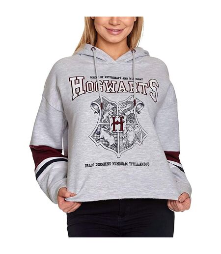 Sweat À Capuche Motif/style Emblème De Poudlard Femme Gris Harry Potter