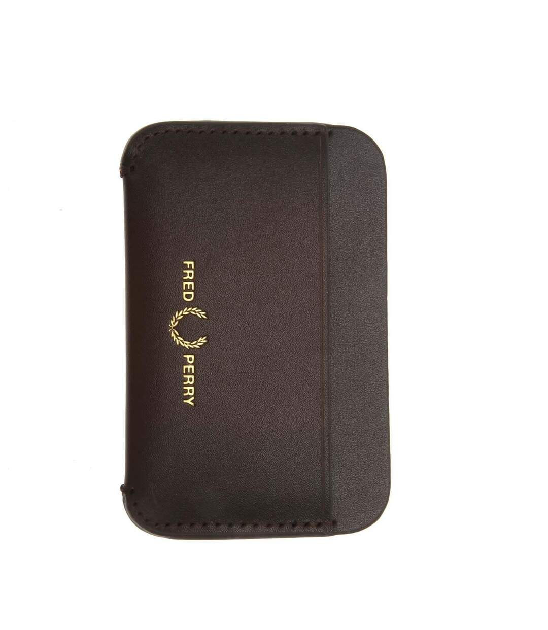 Burnished Leather Card Holder One Size Oxblood Fred Perry-1