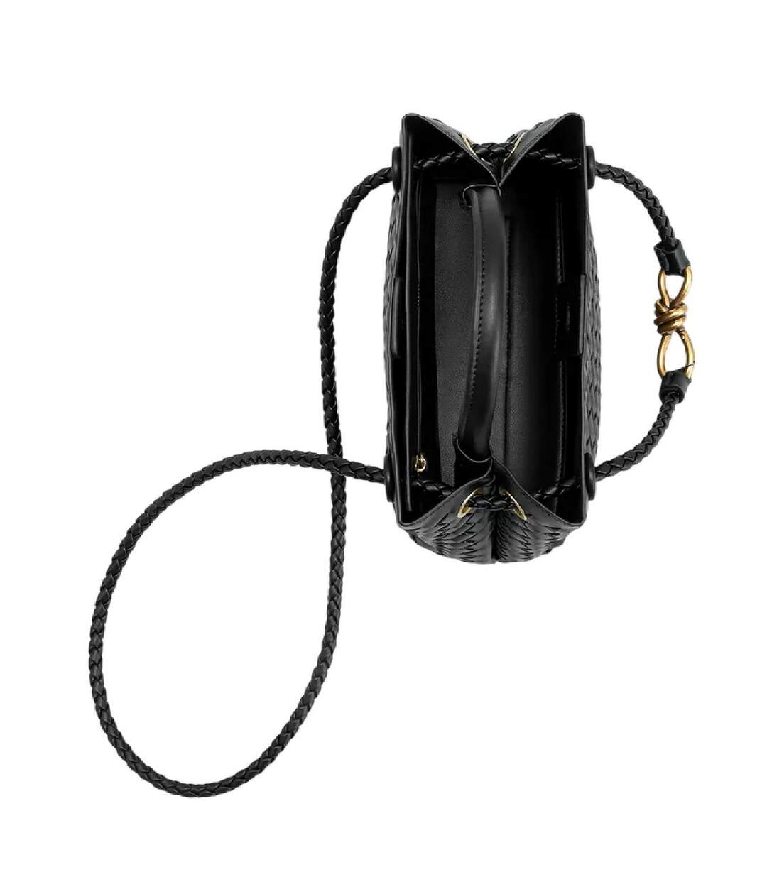 Woven Leather Tote Bag One Size Black Where´s That From-2