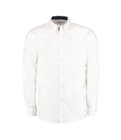 Chemise à manches longues homme blanc/bleu marine Kustom Kit