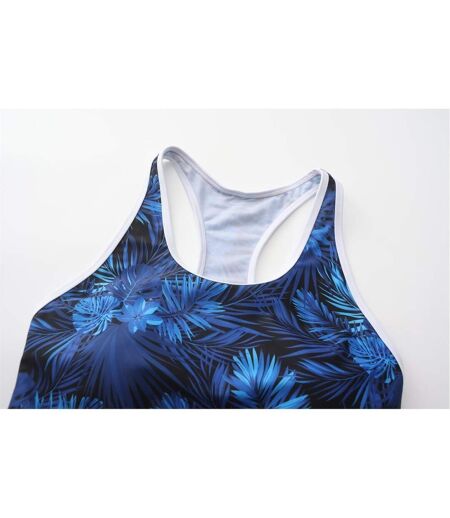 Haut De Maillot De Bain Motif/style Imprimé Feuille Femme Blanc Bleu Slazenger