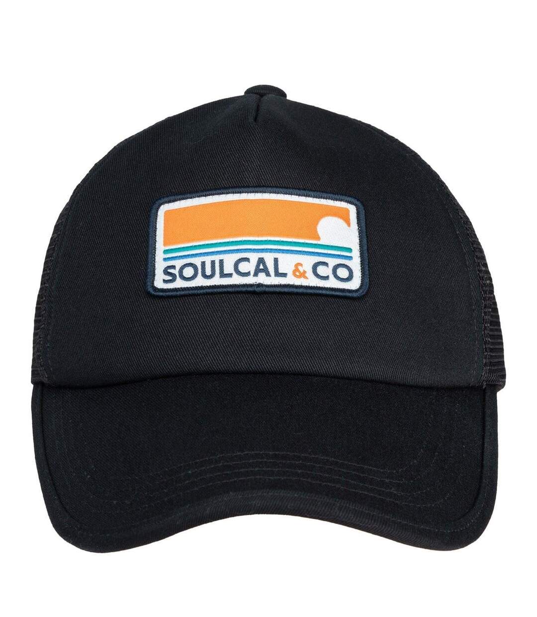 Mens Embroidered Patch Trucker Cap Black SoulCal-1