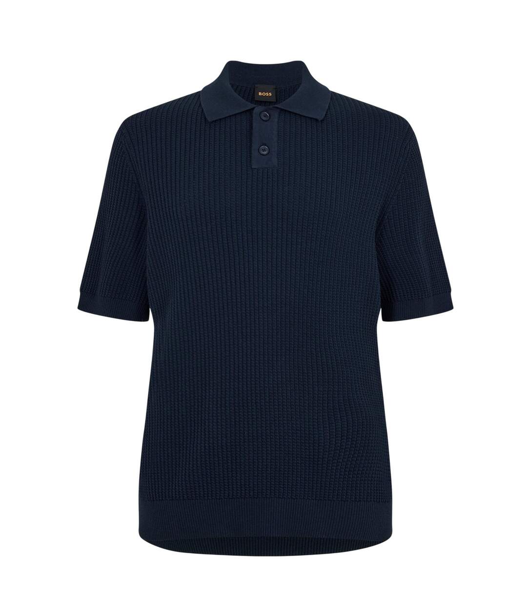 Mens Ribbed Collared Polo Shirt Dark Blue Boss-2