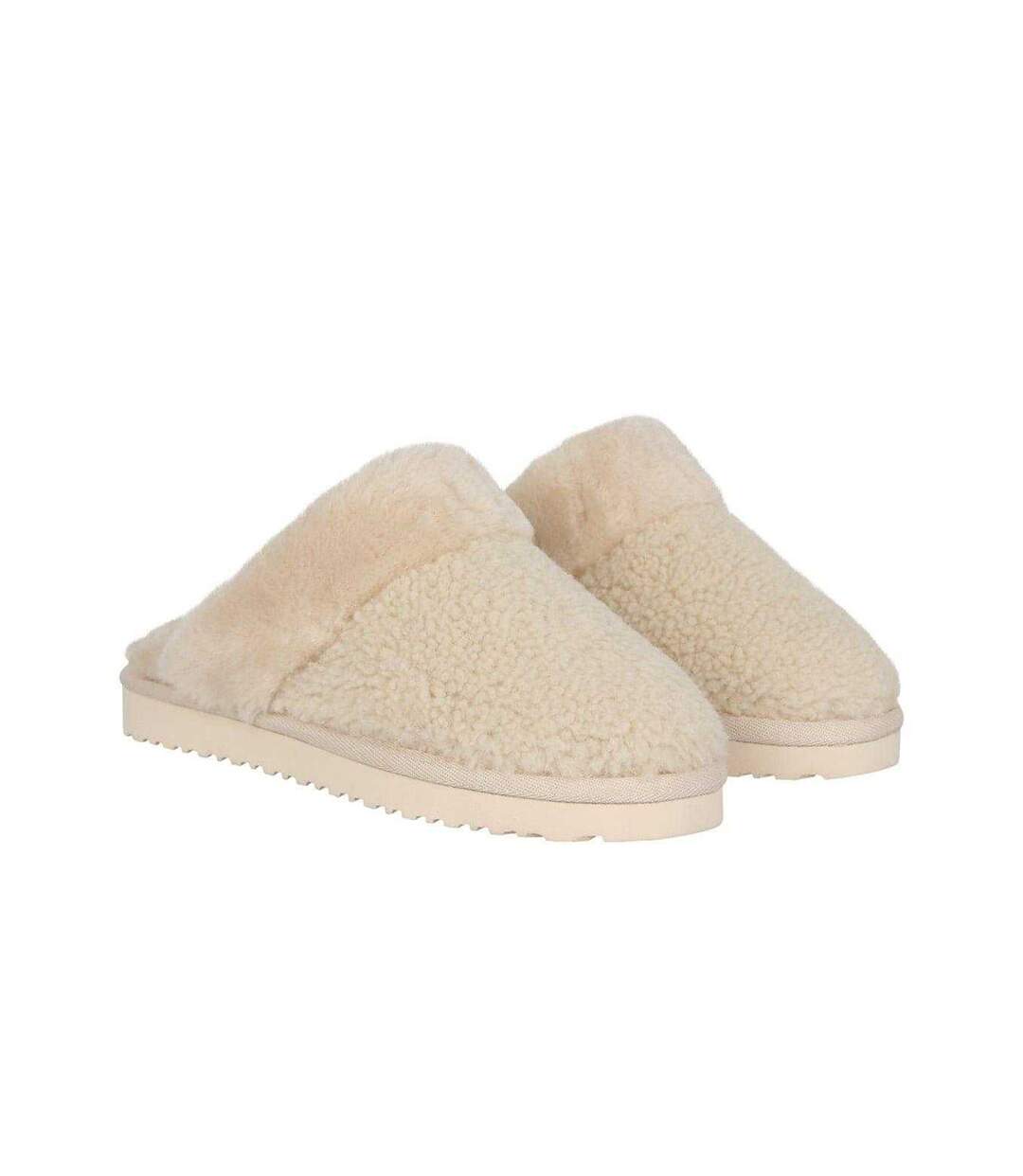 Womens/ladies Suede Faux Fur Lined Mule Slippers Cream Jack Wills-1