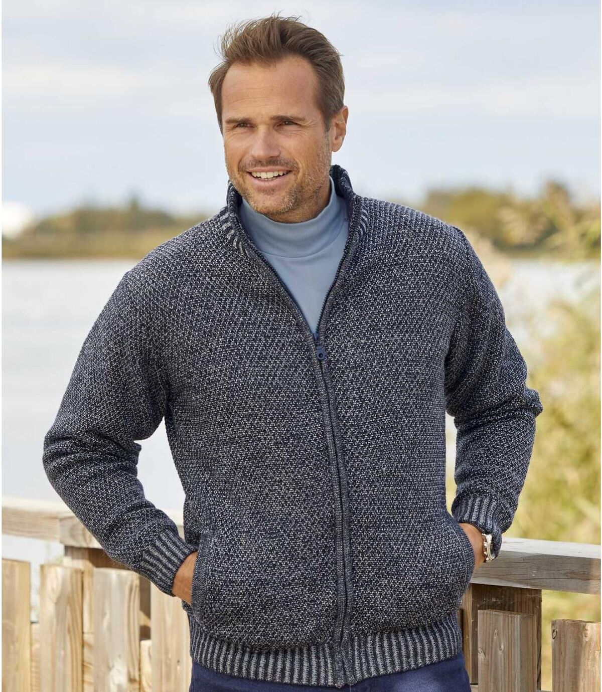 Melírovaný pletený sveter Atlas For Men