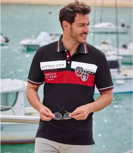 Men's Black Racing Piqué Polo Shirt