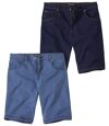 Pack of 2 Men's Stretchy Denim Shorts - Blue Atlas For Men