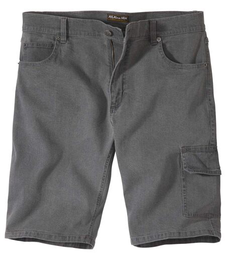 Men's Faded Grey Stretch Denim Cargo Shorts