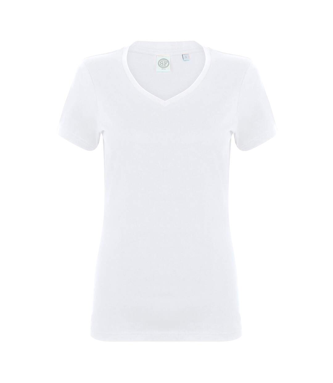 Feel good t-shirt étirable à manches courtes et col en v femme blanc Skinni Fit-1